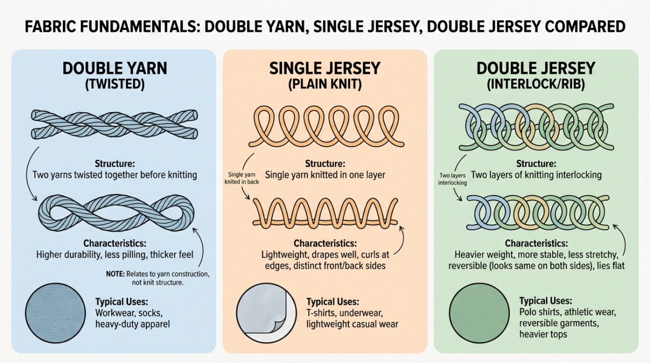 Double yarn vs single jersey comparison