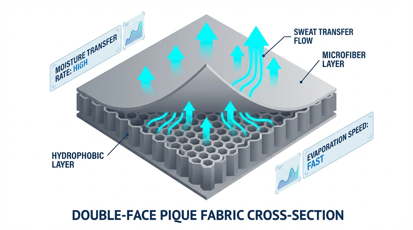 Double-sided fabric for moisture management